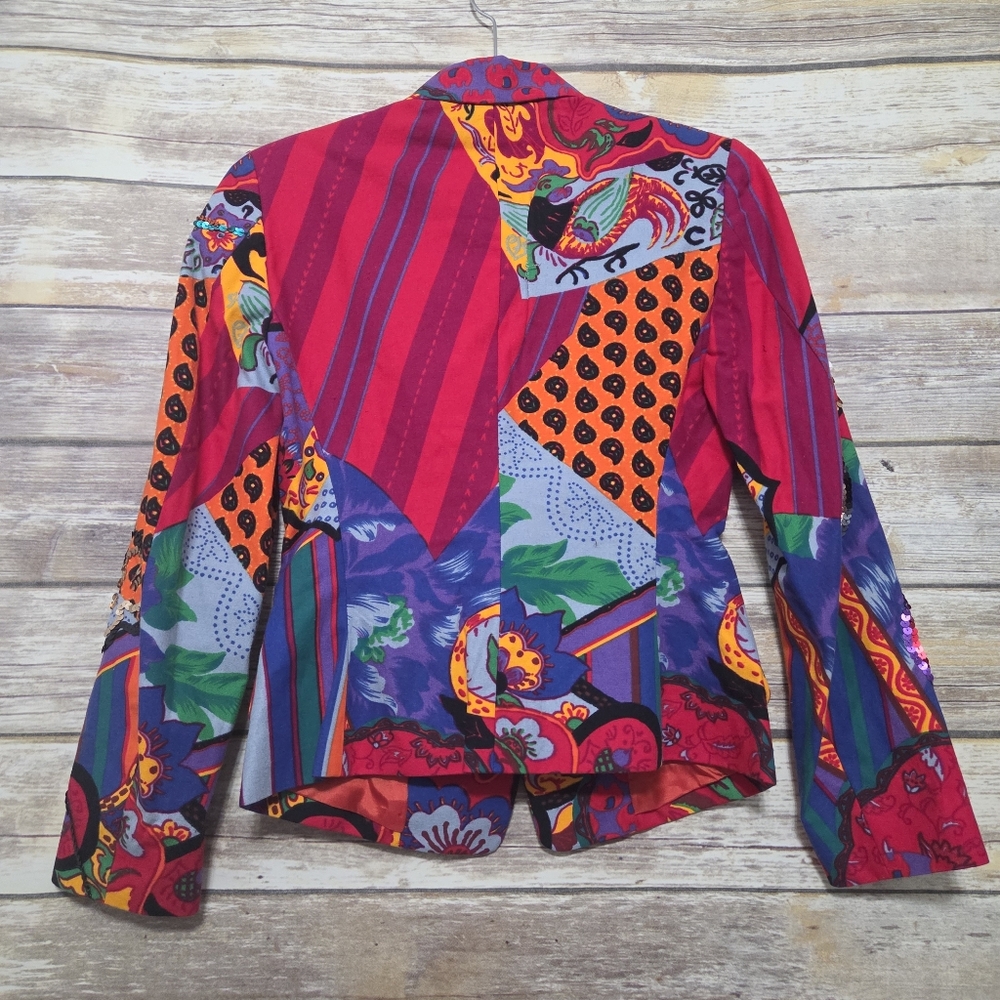 Vintage Kenzo Jungle Patchwork Sequin Embellished… - image 3